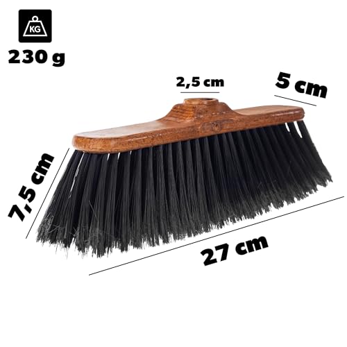 KADAX Besenkopf mit Gewinde, Breite 27 cm, Besen mit robusten Borsten, Stubenbesen, Zimmerbesen aus Kunststoff, Kehrbesen ohne Stiel (Braun) – Bild 3