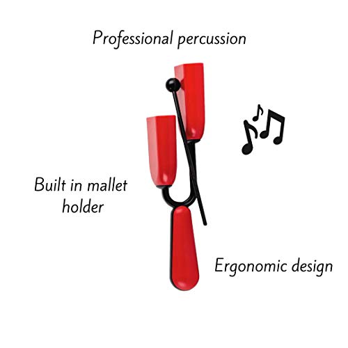 Halilit Hi-Lo Agogo Bell. High-end Hand Percussion Musical Instrument. Percussionists of All Levels. Teens & Adults. Sturdy & Built to Last (Red)