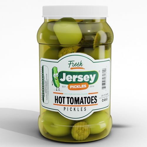 Image of Jersey Pickles - Hot Pickled Tomatoes (Gallon) - Pickled Vegetable - Handcrafted Gourmet Topping for Sandwiches, Charcuterie & More