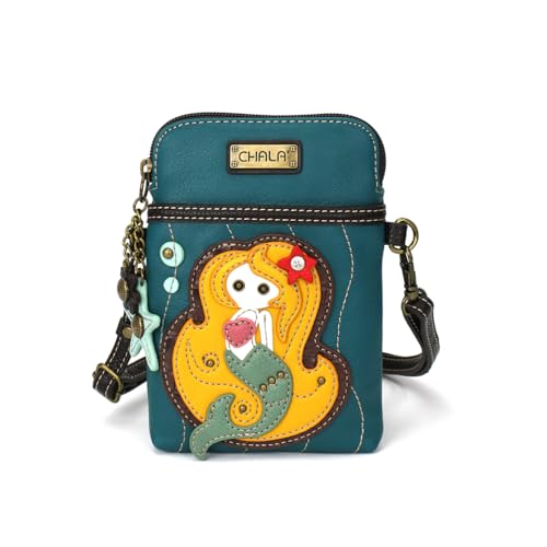 Image of CHALA Ocean Collection Cell Phone Crossbody Purse-Women PU Leather /Canvas Multicolor Handbag with Adjustable Strap