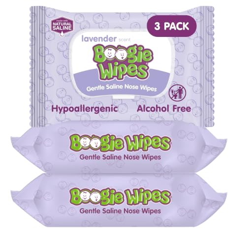 Image of Boogie Saline Nose Wipes Lavender Scent - 90 Count | Hypoallergenic & Alcohol-Free, Allergy Relief, Made with Natural Saline, Aloe, Chamomile & Vitamin E, Diaper Bag Essential