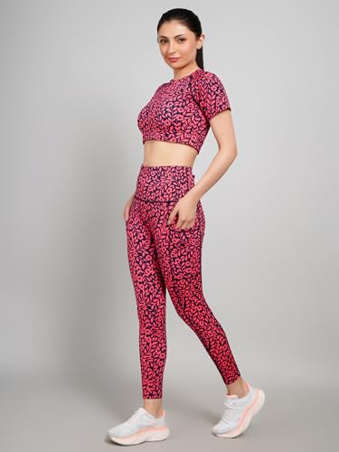 Image of SSoShHub Tights Top High Waist Stretchable Gym Tights and CropTop Bra Gym wear /Active Wear Tights Yoga Pants Zumba /Dance Womens Workout Tights and Top Stretchable Workout set