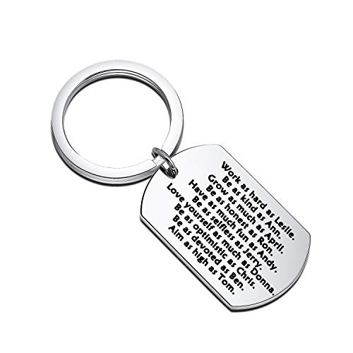 Image of CENWA Work as hard as Leslie Be as kind as Ann Keychain Funny Fans Gift