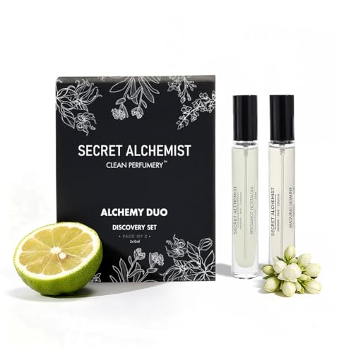 Image of Secret Alchemist Clean Perfume Duo Discovery Set 10ml x 2 Long Lasting Unisex EDP Gift Set for Women | Floral & Fresh | High Concentration, Travel Size, Day Wear (Madurai Jasmine, Bergamot Nostalgia)