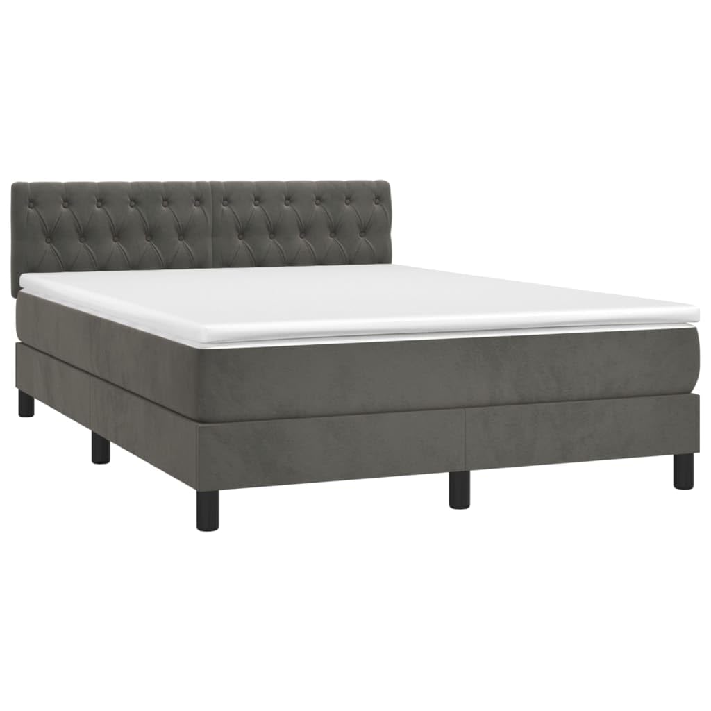 Willood Boxspringbett mit Matratze Dunkelgrau 140x200 cm SamtKnopfheftung Design