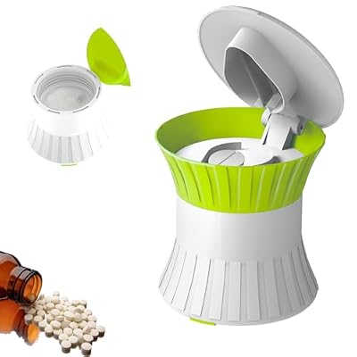 Pill Crusher Cutter Splitter for Large and Tiny Pills 3-in-1, Pill Grinder with Small Medicine Pill Organizer,Pill Crusher Fine Powder,Portable Travel Sized(Green)