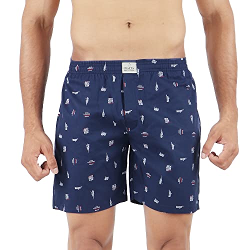 Image of ALPHABETS Men's Cotton Regular Striped Boxer Briefs (Pack of 3) Yellow, Black, Dark Blue