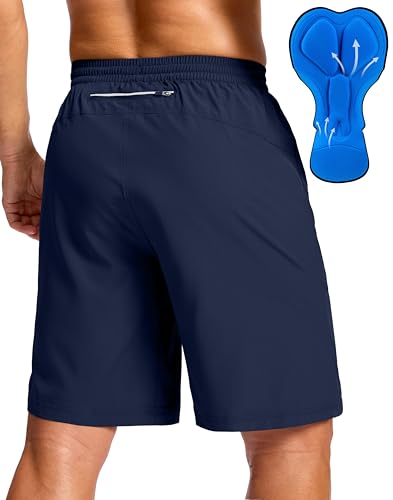Bikewa Men's Mountain Bike Shorts 4D Padded Baggy Bicycle Biking Riding Lightweight Cycling Shorts with Zipper Pockets(Navy,S)