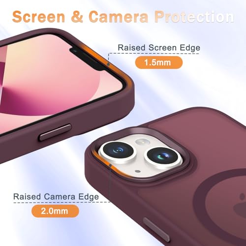 Image of YENAPOON for iPhone 14 Plus Case, Matte Magnetic Phone Case, Wine Red