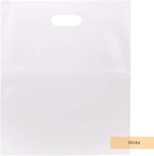 ClearBags 100 White Handle Bags 15x18, Extra Thick 2.25 Mil Retail Plastic Shopping Merchandise Gift Bags Tear Resistant Strong Durable Anti Stretch For Small Business LDPE Die Cut, 100% Recyclable