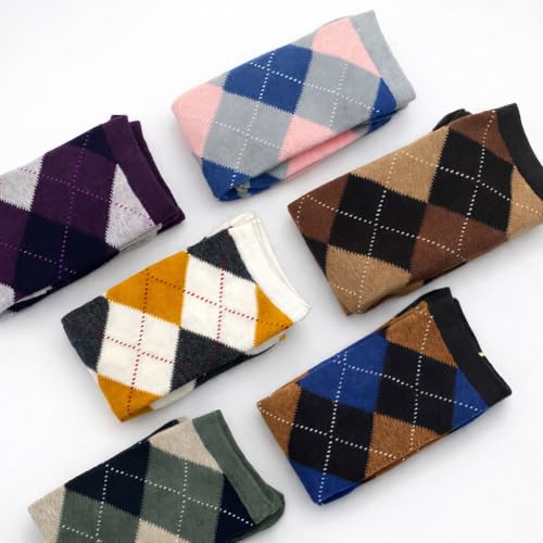 Image of Couver Women's Argyle Knee High Socks - Soft Acrylic Over the Calf Tube Style Socks for Casual Athletic - One Size