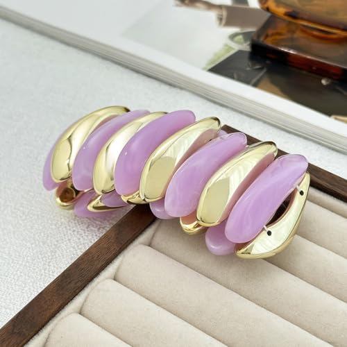 Image of MIFYNN Acrylic Chunky Bangle Bracelets for Women Stackable Stretch Resin Bracelet Minimalist Colorful Bangle Vintage Boho Chic Wristband Jewelry for Women