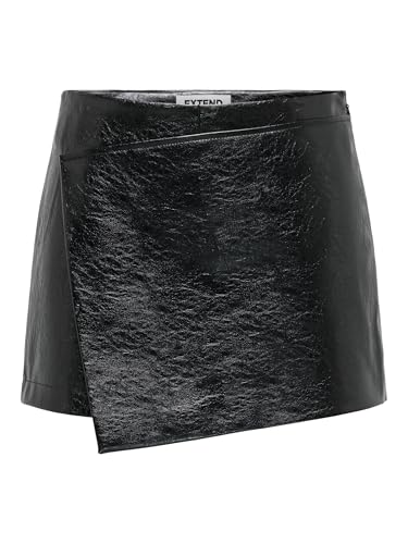 Jupe en cuir synthétique noir taille haute femme style rock chic XS