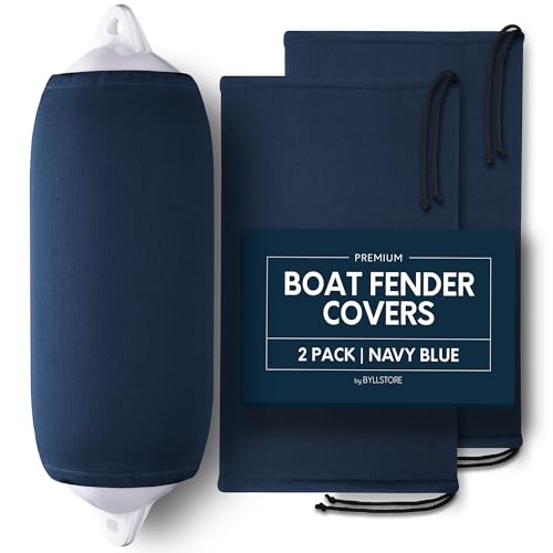 Byllstore Boat Fender Covers | Several Size Options Available | Black & Navy Blue | 1 2 & 4-Pack | Polyester (2-Pack Navy Blue 8 x 22)