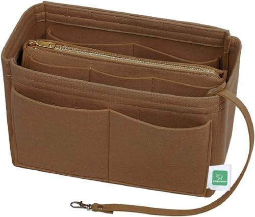 Image of GREENSHEEP Purse Organizer Insert for Handbags, Felt Organizer with Zipper Pocket (Medium, Camel)