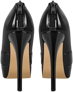 Women's Patent Leather Ankle Boots Platform Chunky Stiletto Booties Lace up Low Top Comfortable Fashion Dressy 6.1 Inch Boot