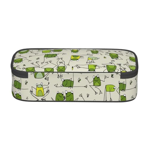 Image of Funny Frog Pencil Case Aesthetic Large Capacity Pen Pouch | Storage Bag with Compartments for Travel School Office Organizer