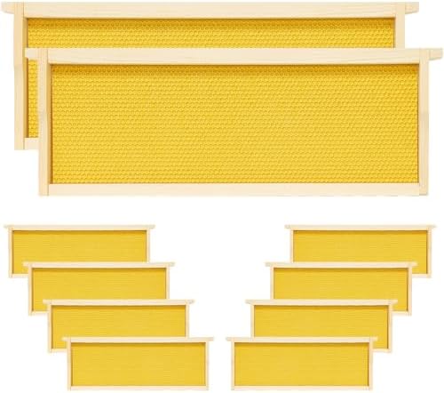 10 Pack Bee Frames Medium Unassembled, Wooden Beehive Frames with...
