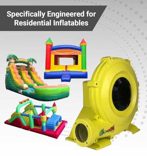 Zoom Blowers Portable Air Pump for Inflatables - Energy Efficient High Power 750-Watt, 1 HP Compact Residential Air Blower for Bounce Houses, Slide Combos, Water Slides, and Obstacle Course for Kids - Image 3