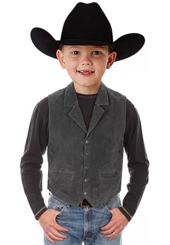 Retro Boys Suede Leather Sleeveless Suit Vest Western Vintage Cowboy Waistcoat