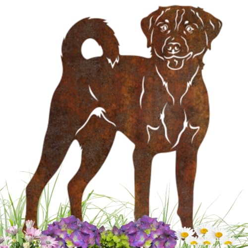 Terma Stahldesign Edelrost Gartenstecker Hund Appenzeller Sennenhund Metall Figur Handmade Germany wetterfest Gartendeko Rostdeko Tierfigur Rostfigur Geschenk