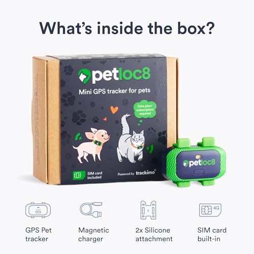 Image of Petloc8 Cat GPS Tracker - Smallest Waterproof Pet Tracking Device with App, Real-Time Location, Smart Alerts & Geo-Fence, Long Life Battery, Collar-Compatible(12-Months Subscription Included)