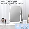 Rechargeable Travel Lighted Makeup Mirror with PU Leather Cover, Portable Travel Makeup Mirror with lights, 3 Color Lighting,Touch Sensor Dimmable, Light Up Tabletop Folding Cosmetic Mirror Colorful