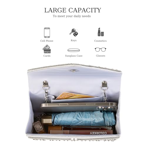 Image of Rhinestone Clutch Purse for Women, Sparkly Evening Handbag | V-shape Decoration, Glitter Finish, Converts to Crossbody & Shoulder Bag, Ideal for Wedding Party Prom & Formal Events
