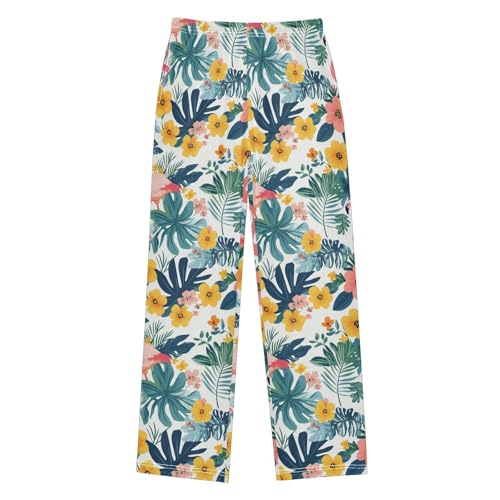 Pajama Bottoms, Pajamas Long Pant Flamingo Tropical Leaves Lounge Wear Casual Sleep Pants Soft Pjs Sleepwear - Main Image