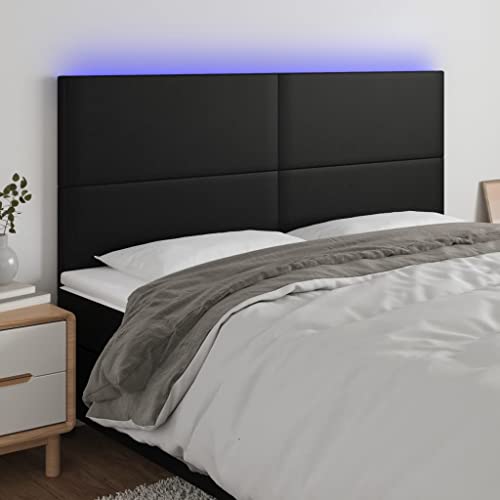 Générique Tête de lit LED Moderne en Similicuir Noir 180x5x118/128 cm Ajustable en Hauteur...