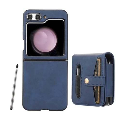 Étui Galaxy Z Flip 5 bleu contre les chutes avec clip et fermeture magnétique
