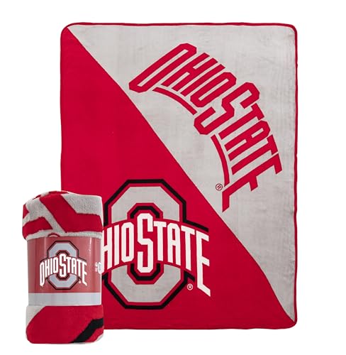 Northwest NCAA Ohio State Buckeyes Unisex Micro Raschel Throw Blanket 46 x 60 Inches Halftone Design Soft Fan Blanket