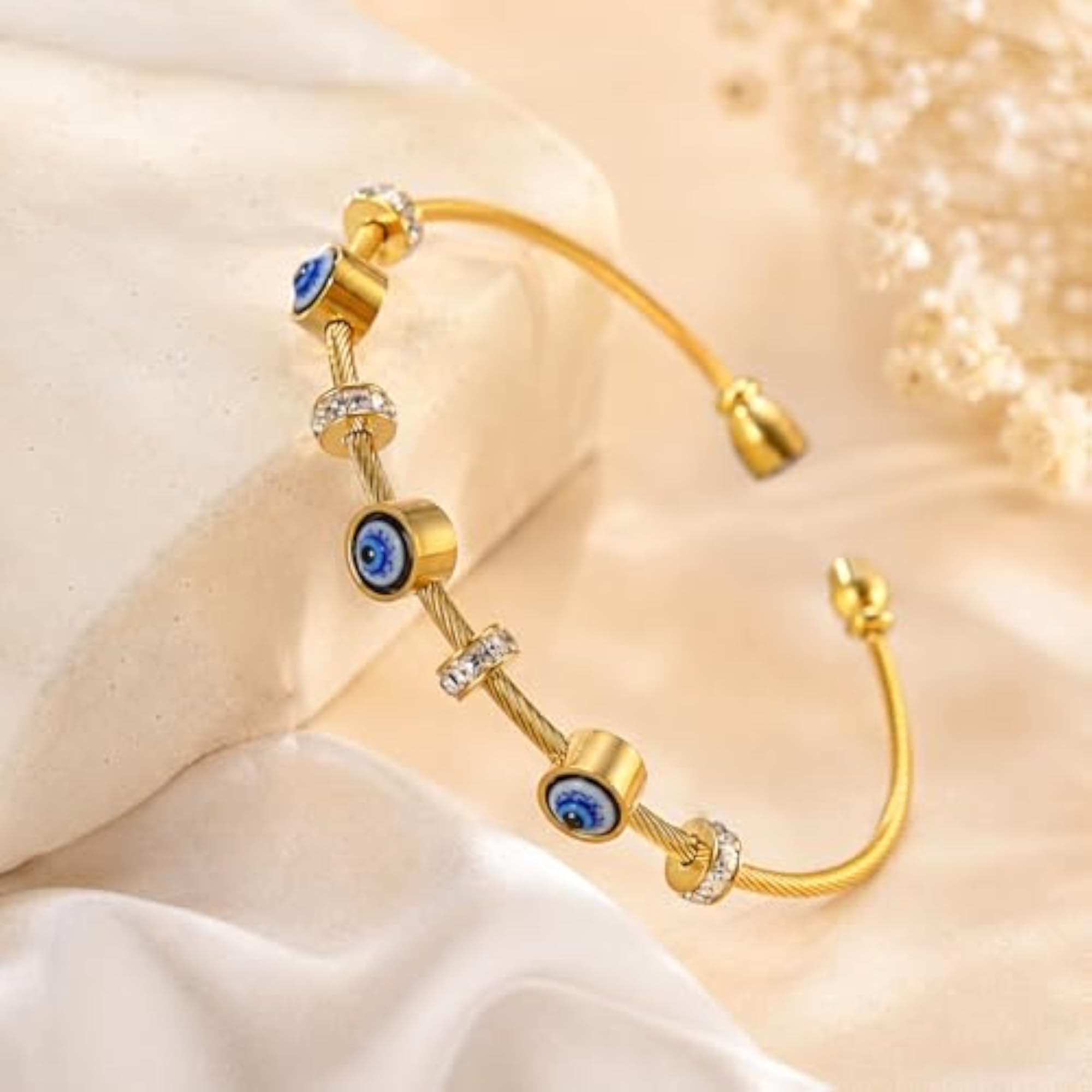 Women's Evil Eye Anti Tarnish Stainless Steel Plated Bangle