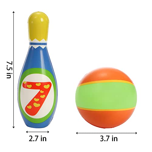 Coloch Kids Bowling Set With 10 Bowling Pins And 2 Balls, Soft Colorful Bowling Set Printed With Numbers Educational Game Set For Baby Age 2-5, Boys And Girls, Birthday Gift #TOP1