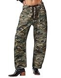 Kedera Barrel Jeans Women Wide Leg Cropped Camo Jeans Y2k Mid Rise Baggy Boyfriend Denim Pants with Paint Splatters