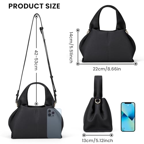 Image of Cloud Pouch Dumpling Clutch Purse Women Tote Shoulder Retro Crossbody Bag with Removable Strap
