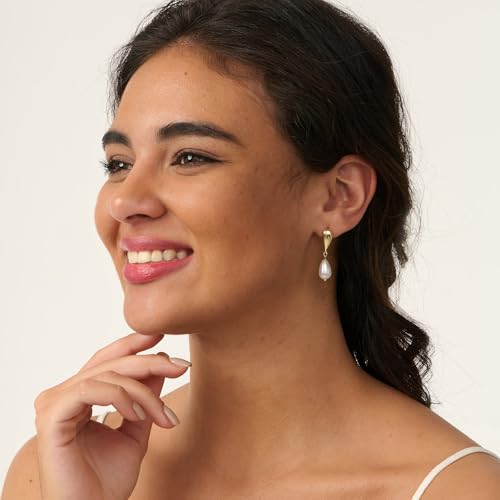 Pearl Earrings for Women - 14K Gold/White Gold Plated Drop Dangle Pearl Wedding Earrings for Brides, Elegant Bridal Studs Trendy Jewelry3