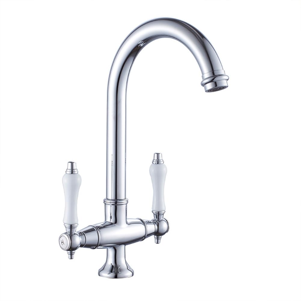 Mitigeur de lavabo haut double levier en laiton style antique