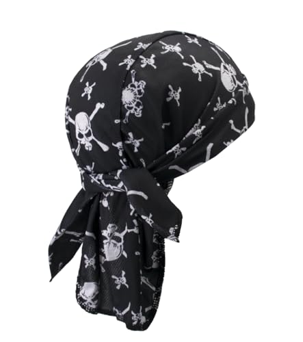 Sweat Wicking Do Rags Skull Caps Cooling Hip Hop Hat Beanie Durag Motorcycle Head Wrap Doo Rag Liner for Men Women (Skull Union)