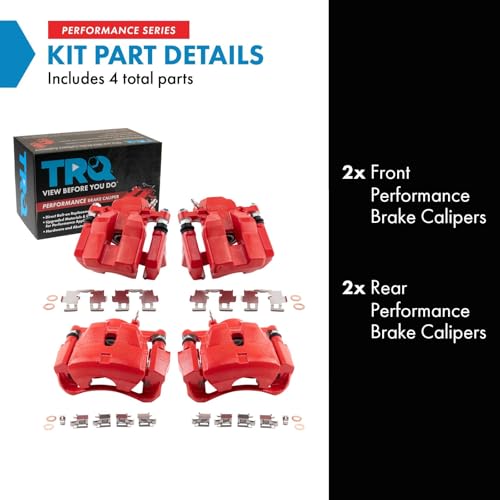 Image of TRQ Performance Front and Rear Brake Caliper Set Coated Brackets Compatible with 2011 Toyota RAV4