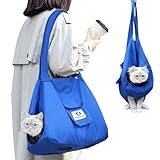 Cat Carrier Soft Cat Sling Carrier Breathable Travel Use Pet Accessories Outdoor Color Blue Size L Crossbody Strap Design Extra Storage Bag Design,Support Cats and Dogs up to 18 lbs