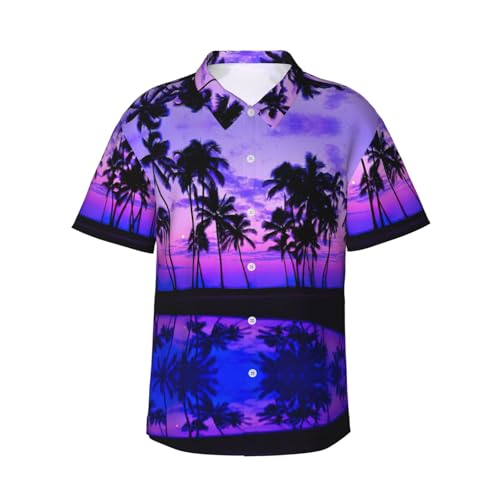 Chemise hawaïenne homme violette grand confort pour masquer la transpiration en été chaud