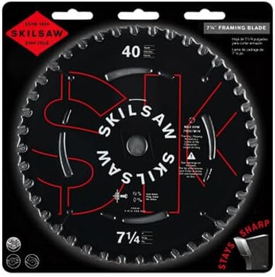 Miniatura 3 de SKIL 75940 Hoja de sierra circular de titanio de 7-14 pulgadas, 40 dientes, ATB, corte delgado, para cortes transversales, con eje de 58 pulgadas y