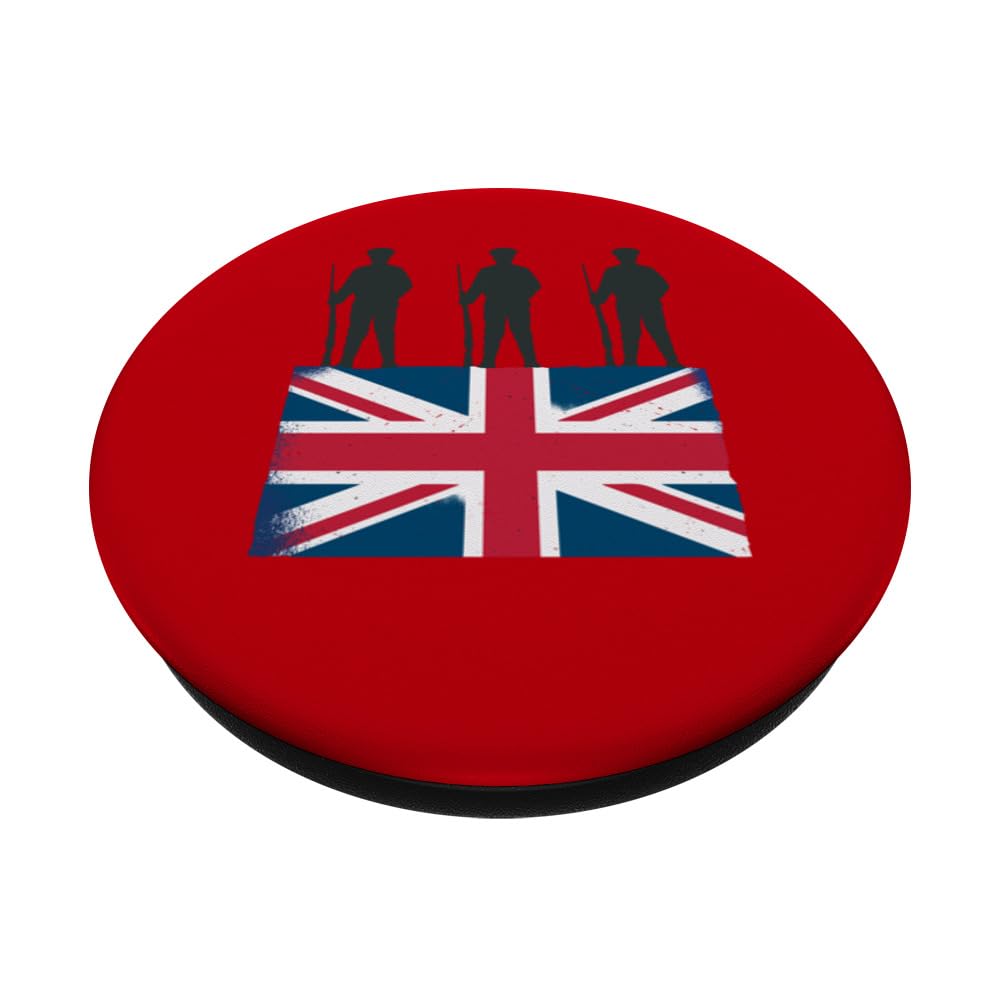 Remembrance Day Remember The Fallen British Flag Veteran Men PopSockets Swappable PopGrip, Black - Image 2