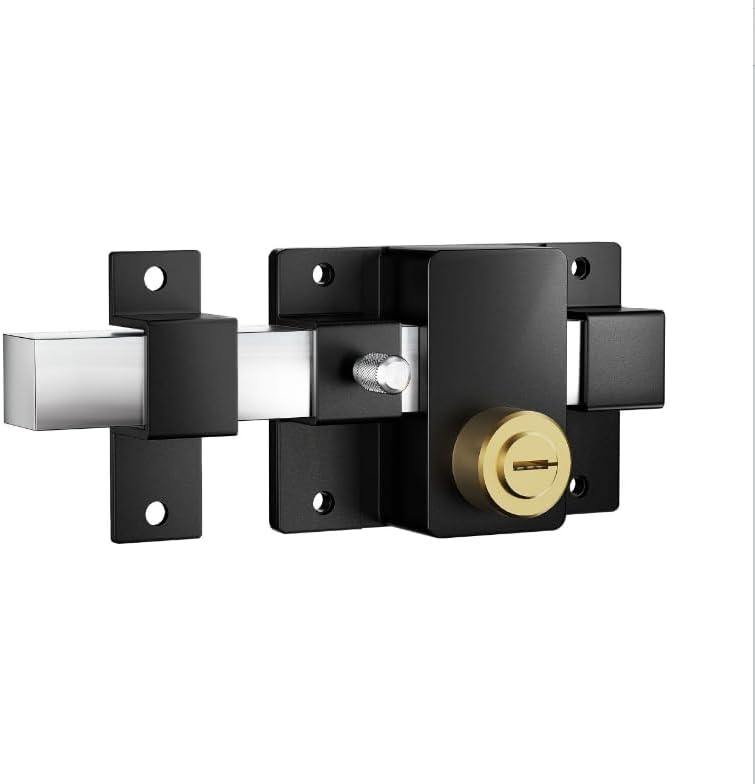 Long Throw Gate Lock, Suitable for 40-80mm Wooden Door, Right & Left Door, 5 Keys