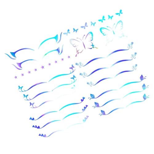 POPETPOP 6 hojas Pegatinas Adhesivas para Delineador Temporal Unidades con Diseños de Mariposas y Estrellas para Maquillaje de Ojos Ligeras Fáciles de Usar y Remover Efecto Agrandador y