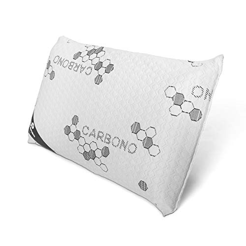 Don Descanso Koolstofkussen met visco-elastische vlokken, gemiddelde sterkte, ergonomisch, aanpasbaar, 70 cm, ademend, met stretchweefsel, aanpassingsvermogen aan hoofd en hals, gemaakt in Spanje