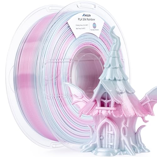 AMOLEN Silk PLA 3D Filament, Rainbow Gradient, 1.75mm, 1kg