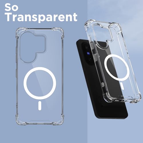 Image of Amazon Basics Back Cover for Vivo V60 5G / Vivo T4 Pro 5G Mag-Safe Shockproof PC + TPU Protective Case Magnetic Support Bumper Case (Transparent Mag-Safe)