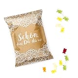 50 Stück kleine Päckchen hell-braun natur Gummibärchen give-away Gastgeschenk SCHÖN DASS DU DA BIST Mitgebsel Hochzeit Geburtstag Fest Geschenk Kunden Gäste goodies